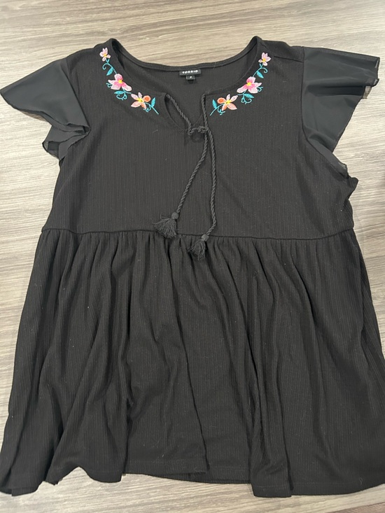 torrid Tops - torrid Black Textured Fabric babydoll top